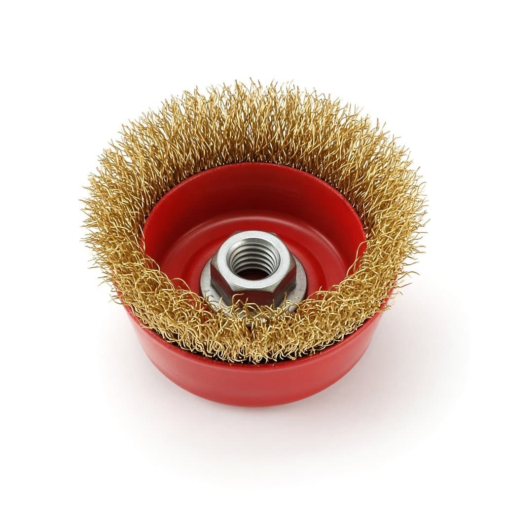 75 mm (3") Brass-Coated Crimped Wire Cup Brush, M14×2