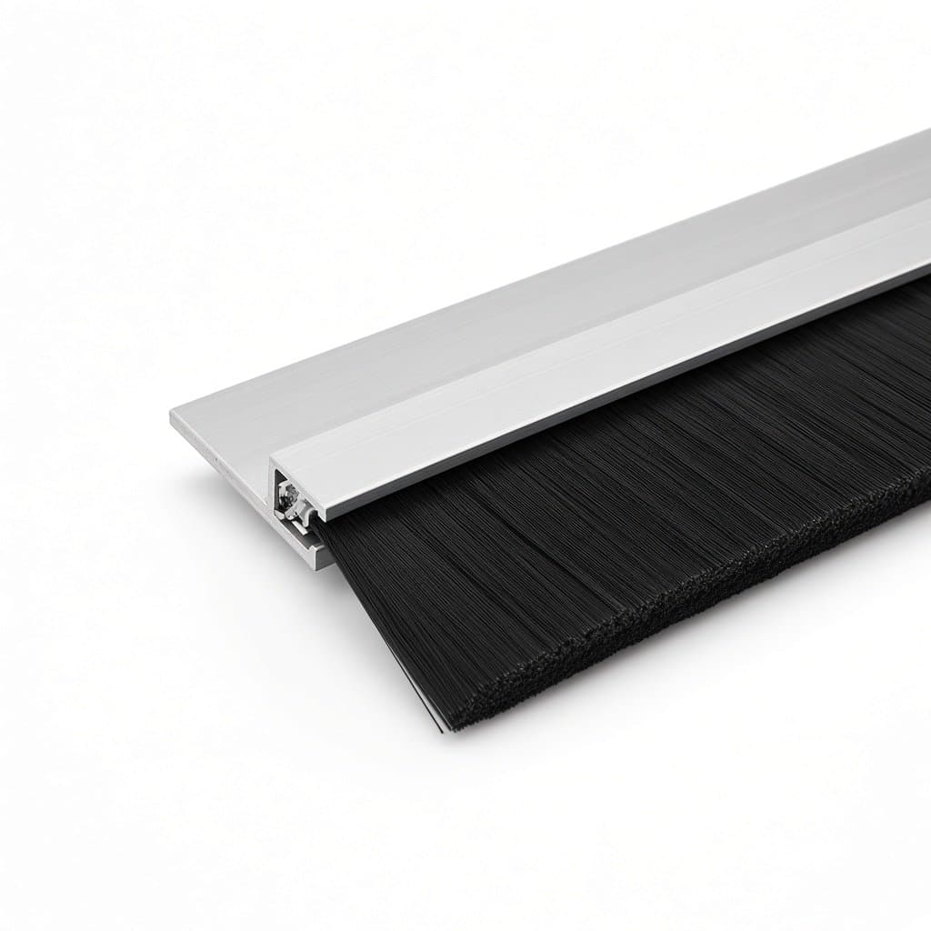 Garage Door Brush Seal, H Aluminium Holder, 0.4 mm Black Nylon, 46/50 mm