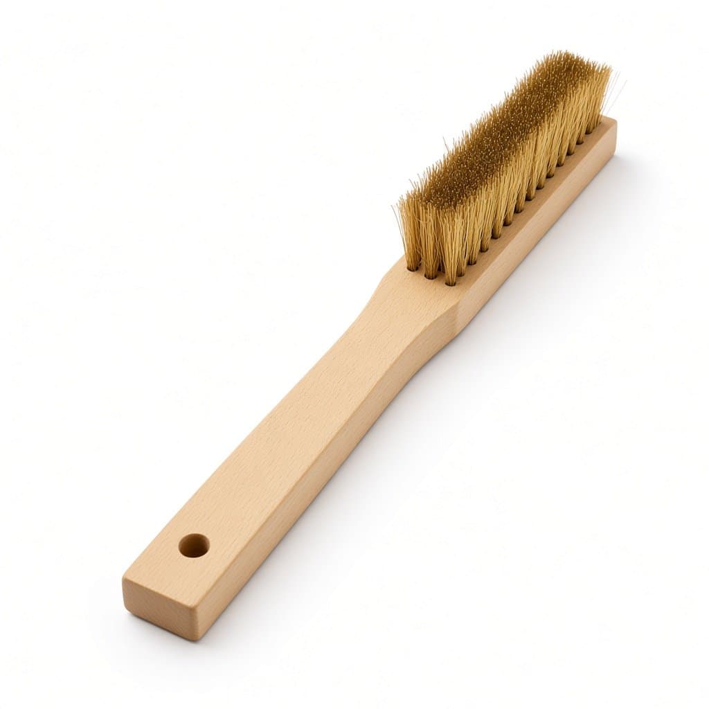 Long Wood Handle Brass Wire Scratch Brush, 350 mm